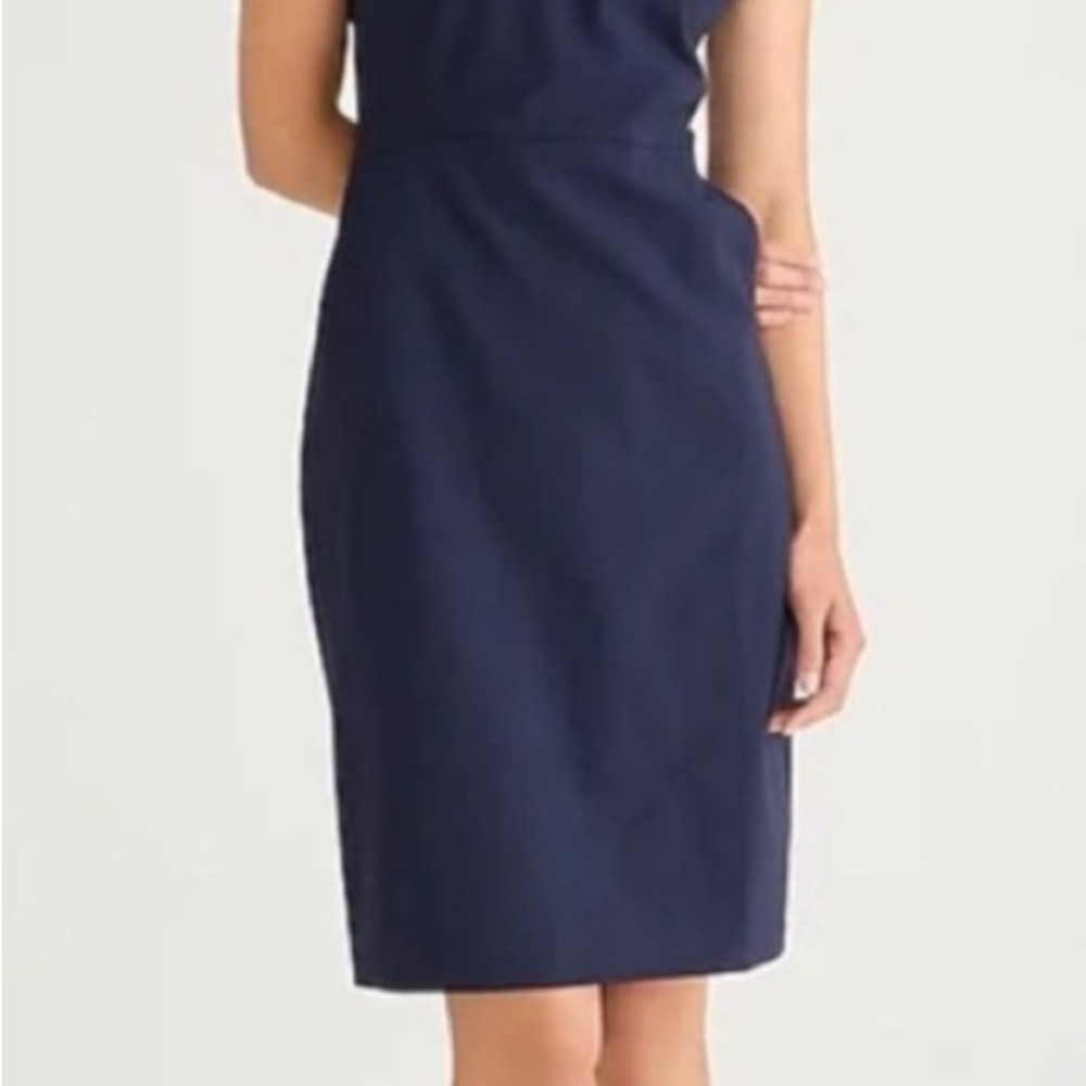 J. Crew Blue Sheath Midi Dress V-Neck Sleeveless